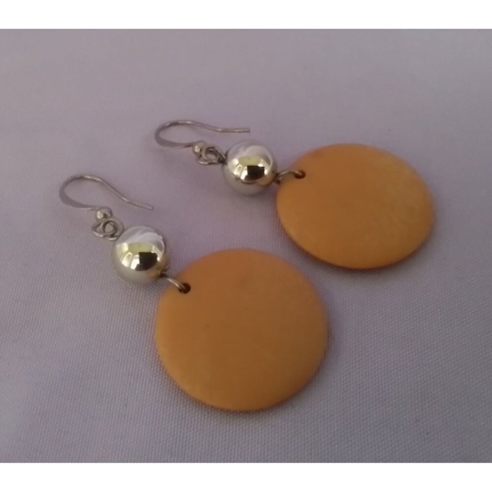 Vintage Disc Earrings With Silver Tone Beads Art Deco